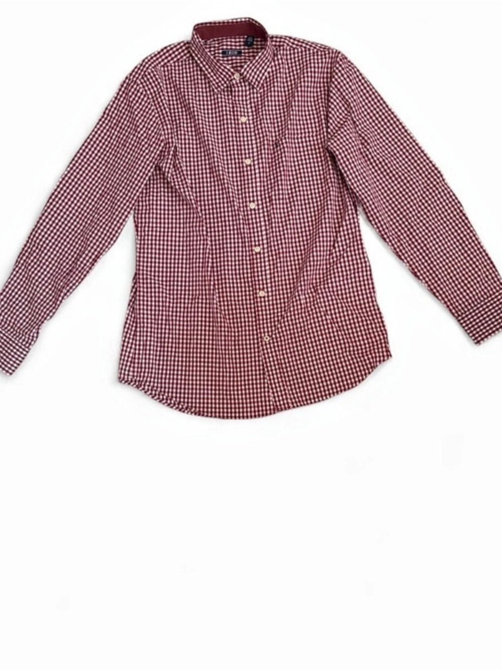 Izod Gingham Cotton Button Down in Red & White Medium
